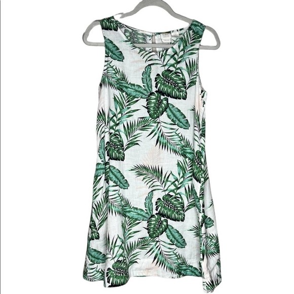 C&C California Californialinen Dress Palm Leaf Tropical Vacation Linen Summer XS - Picture 2 of 13
